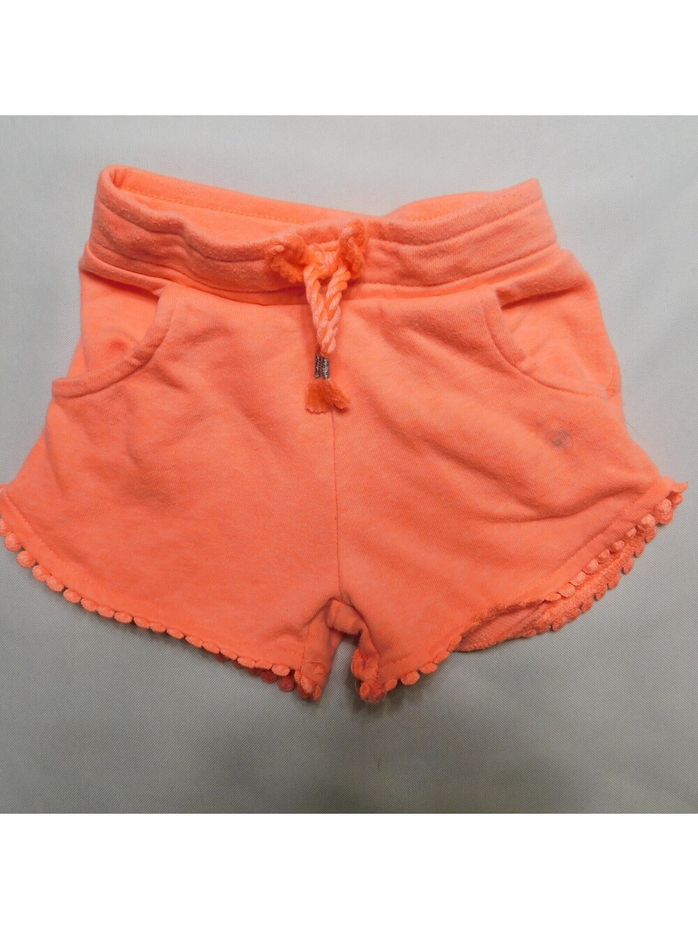 Garanimals Toddler Girls Shorts Size 2T Coral Pink Neon Pom Pom Trim Sweat Short